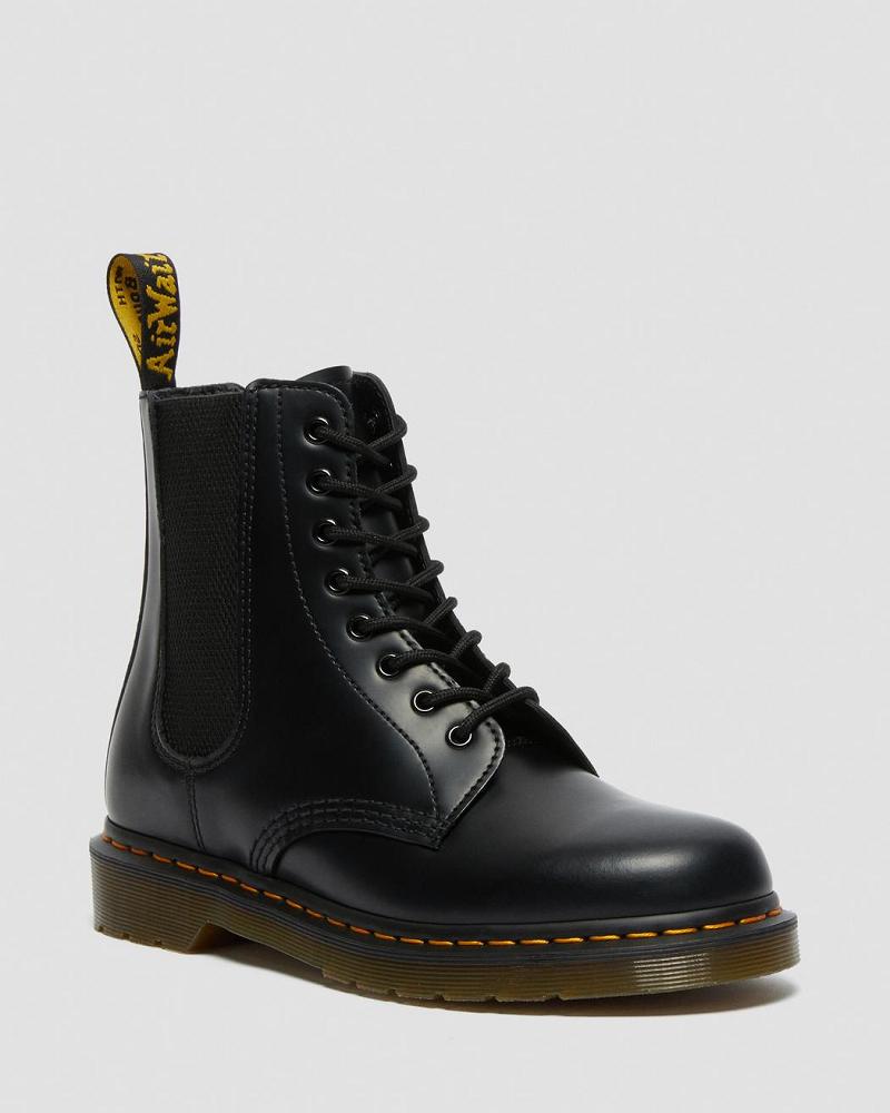 Black Men\'s Dr Martens 1460 Harper Smooth Leather Lace Up Boots | CA 515KOR